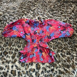 1970’s Boho Floral Red Women's Top by Peppermill